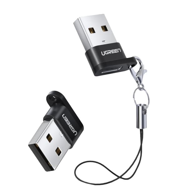 Stikkontaktadapter fra USB-C til USB-plugg, sort