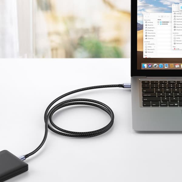Slitstark flätad kabel USB 3.0 5Gb/s 2m grå