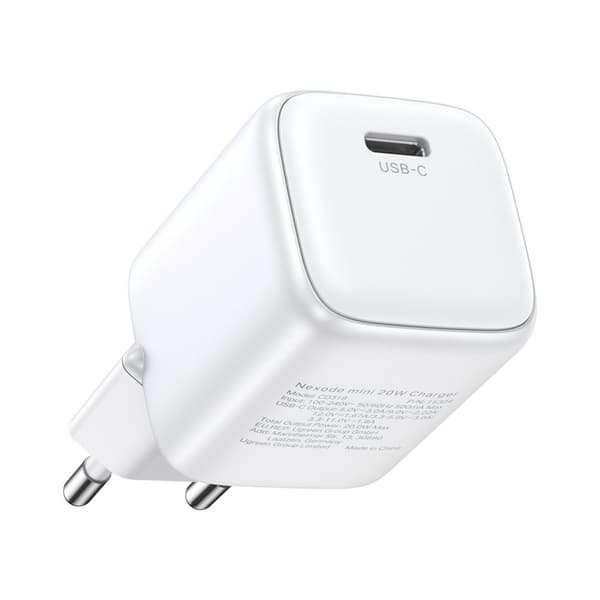 Hurtig GaN oplader 1x USB-C 20W PD Nexode Mini hvid