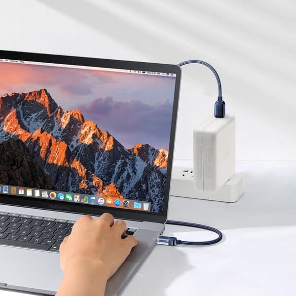 USB-C kabel for hurtiglading og dataoverføring 100W 1,2 m blå