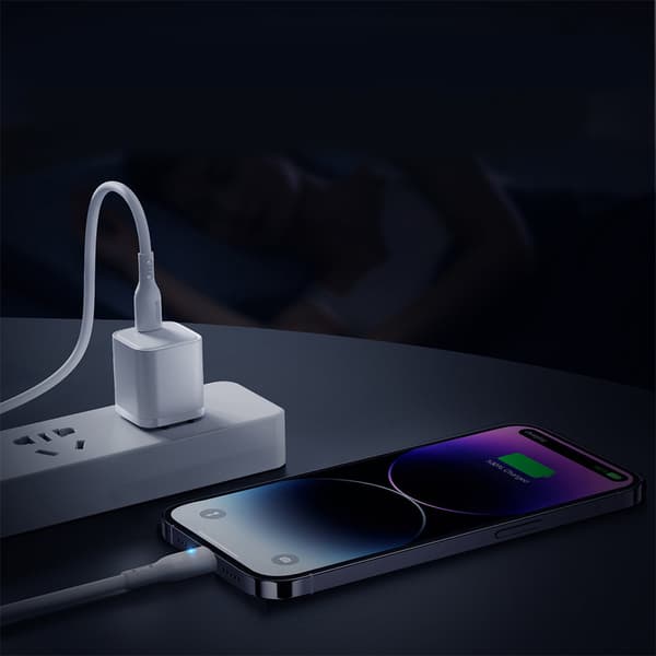 iPhone kabel med LED indikator USB-C - Lightning 20W 2m hvid