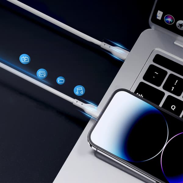 iPhone kabel med LED indikator USB-C - Lightning 20W 2m hvid