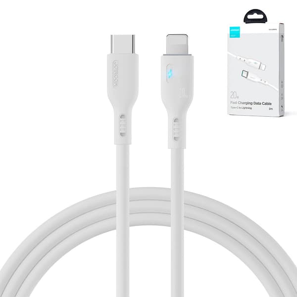 iPhone kabel med LED indikator USB-C - Lightning 20W 2m hvid
