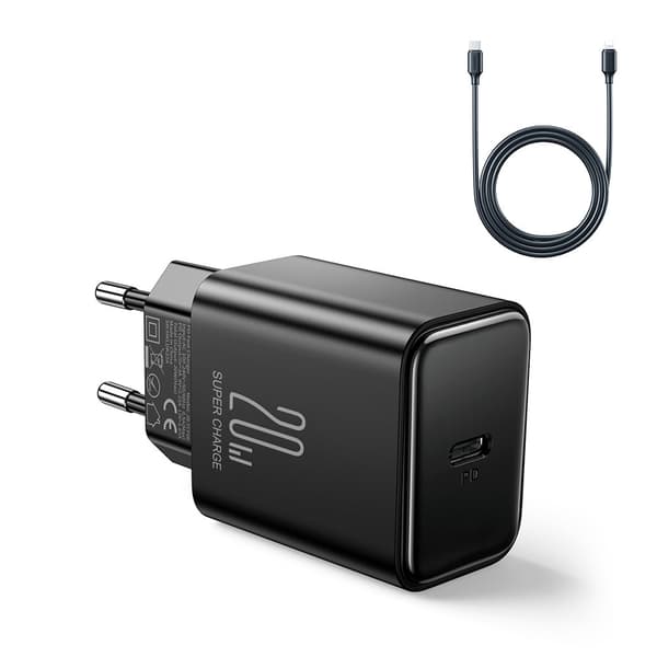 USB-C 20W PD vægoplader, sort