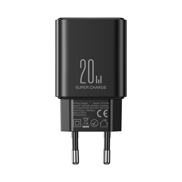 USB-C 20W PD vægoplader, sort