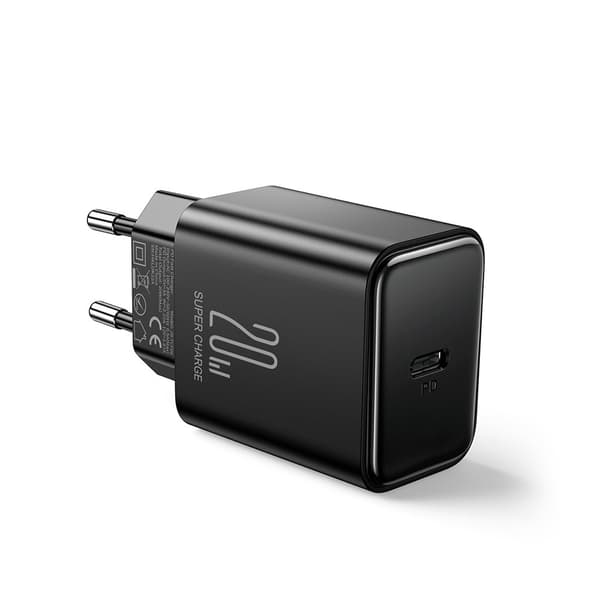 USB-C 20W PD vægoplader, sort
