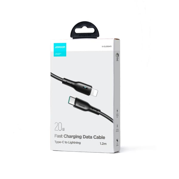 iPhone kabel med LED indikator USB-C - Lightning 20W 1,2m sort