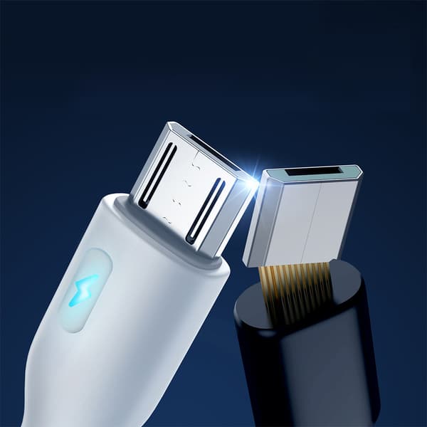 Kabel med LED-indikator USB - micro USB 2.4A 2m vit