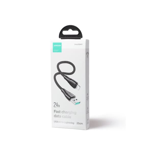 iPhone USB - Lightning kabel 2,4A 0,25m sort
