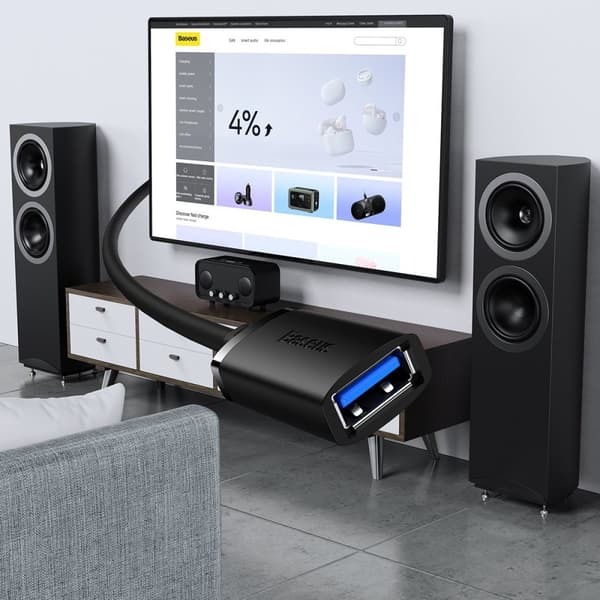 USB 2.0 skjøtekabel 1,5m, sort