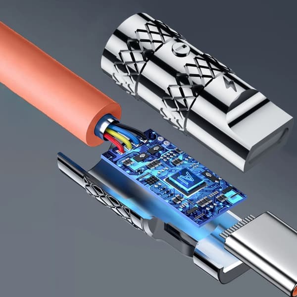 Stærkt vinklet kabel til iPhone USB-C - Lightning 30W 1m 180 rotation orange