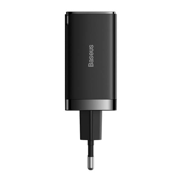 GaN 2x USB-C USB 65W rask nettverkslader + USB-C-kabel, svart