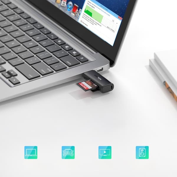 SD TF hukommelseskortlæser til computer USB 3.0 sort
