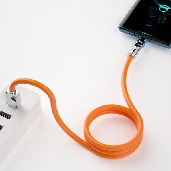 Sterk vinklet kabel for iPhone USB-A - Lightning 30W 1m 180 rotasjon oransje