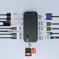 Miniatyrbillede 4 af 7: HUB Adapter M52 USB-C USB-A HDMI VGA DP SD TF RJ45 Aux PD Grå