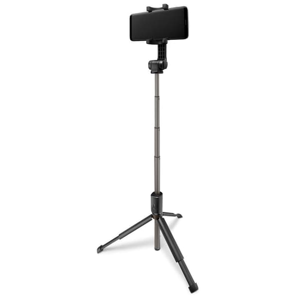 2in1 Telescopic Selfie Stick med fjärrkontroll och stativ, svart telefonställ