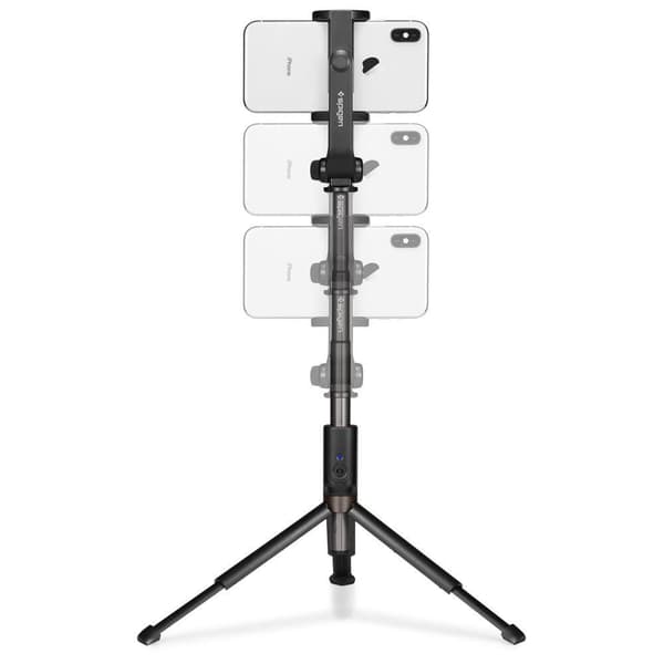 2in1 Telescopic Selfie Stick med fjärrkontroll och stativ, svart telefonställ