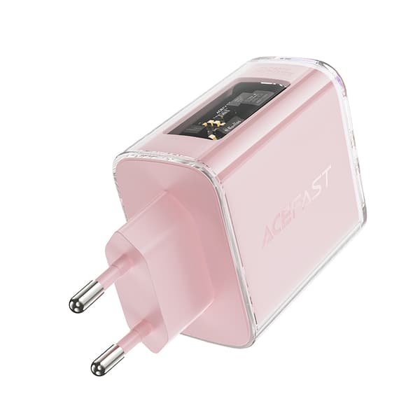 GaN 65W netværksoplader 3 porte 1x USB 2x USB-C lilla