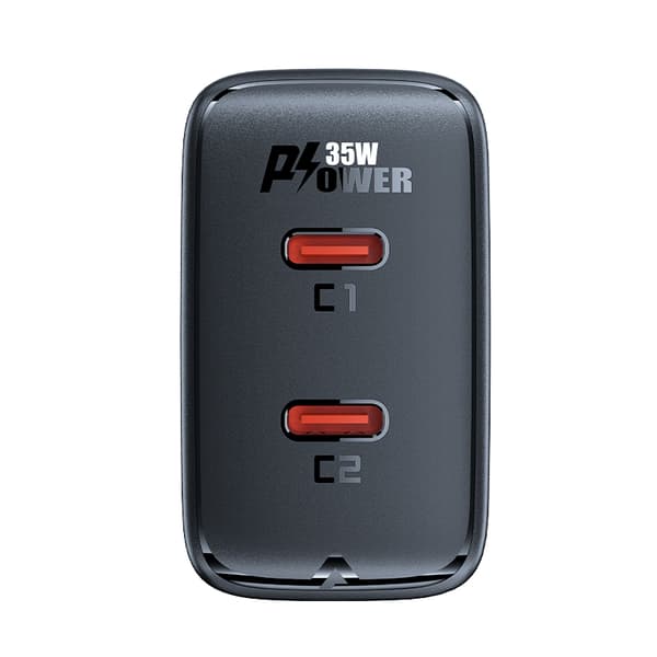 Hurtig GaN 35W PD oplader 2x USB-C sort