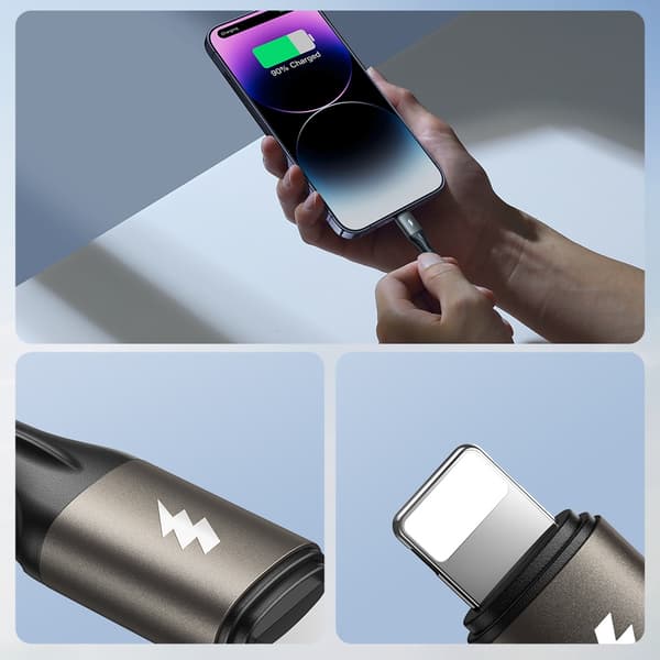 Light-Speed ​​​​Series USB-A - USB-C hurtigoverføringskabel 100W 1,2m svart