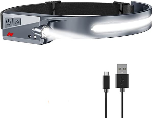LED-otsakevalaisin liiketunnistimella IPX4 USB-C 1200 mAh musta