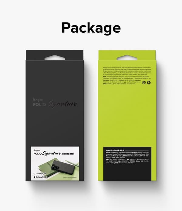 Lædertaske med klap til Galaxy S22+ Folio Signature sort