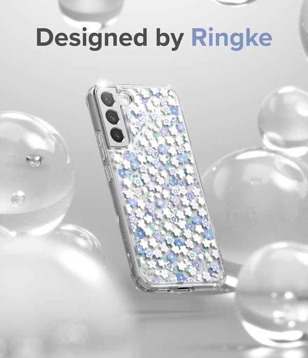 Pansret deksel med gelramme Galaxy S22+ Fusion Design Floral transparent