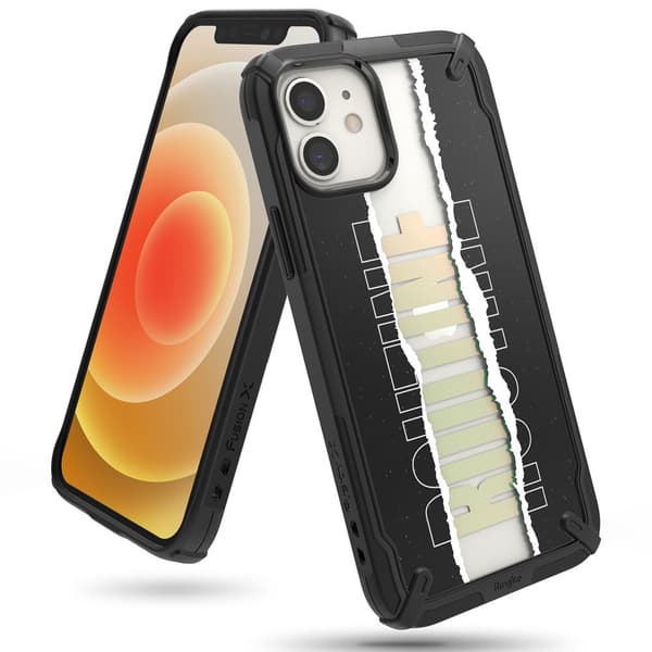 Pansret deksel med ramme iPhone 12 mini Fusion X Design Rutine svart