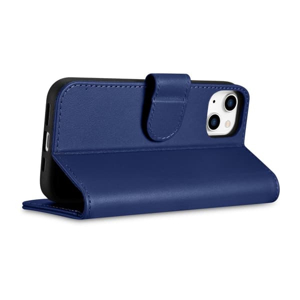 2-i-1 læder Flip Cover iPhone 14 Plus Anti-RFID pung etui Blå