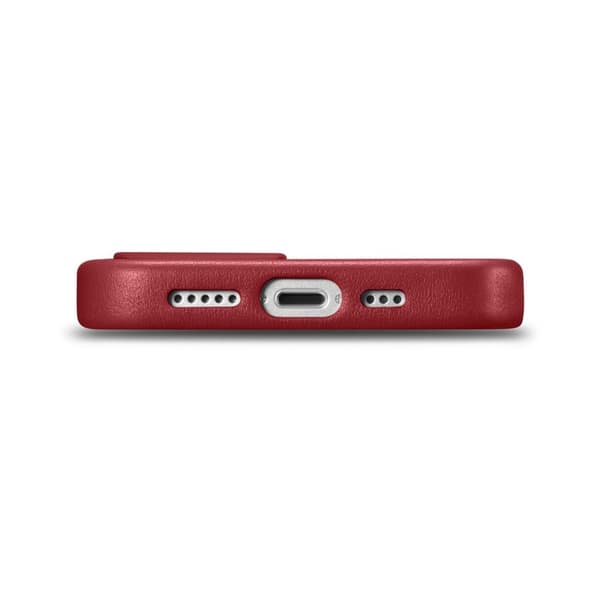 Naturligt læder cover til iPhone 14 Plus MagSafe Cover Læder rødt