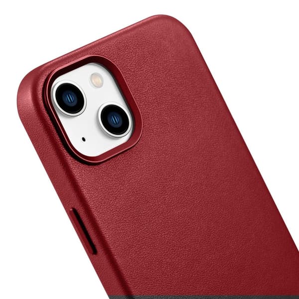Naturligt læder cover til iPhone 14 Plus MagSafe Cover Læder rødt