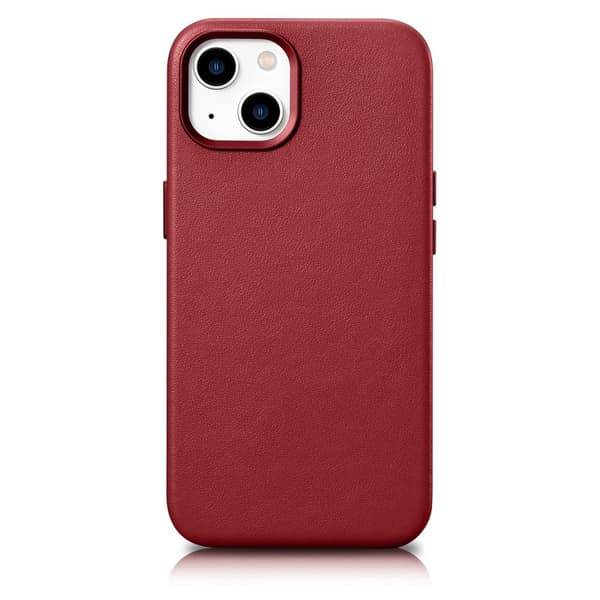 Naturligt læder cover til iPhone 14 Plus MagSafe Cover Læder rødt