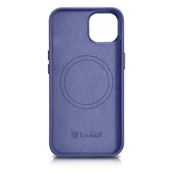 Naturligt læder cover til iPhone 14 Plus MagSafe Cover Læder lys lilla