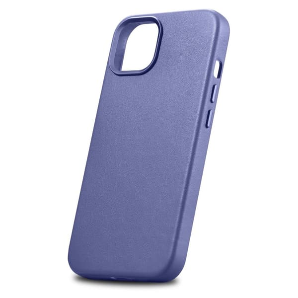 Naturligt læder cover til iPhone 14 Plus MagSafe Cover Læder lys lilla