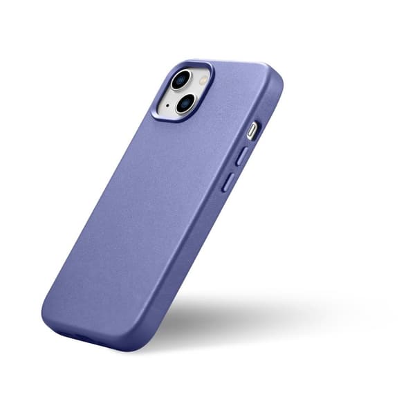 Naturligt læder cover til iPhone 14 Plus MagSafe Cover Læder lys lilla