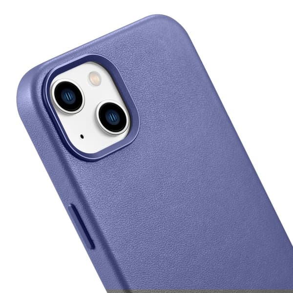 Naturligt læder cover til iPhone 14 Plus MagSafe Cover Læder lys lilla