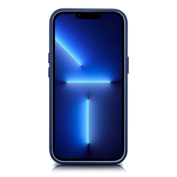Deksel i naturskinn til iPhone 14 Plus MagSafe-deksel Blå skinn