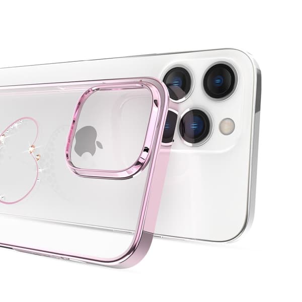 iPhone 14 Plus cover dekoreret med lyserøde krystaller fra Wish Series