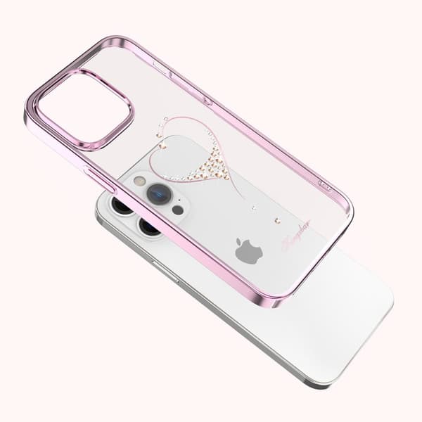 iPhone 14 Plus cover dekoreret med lyserøde krystaller fra Wish Series