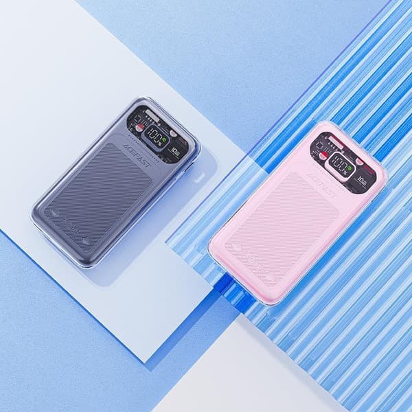 Powerbank 10000mAh Sparkling Series hurtigladende 30W rosa