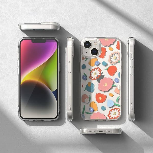 Pansret cover med geléramme iPhone 14 Plus Fusion Design Floral Transparent