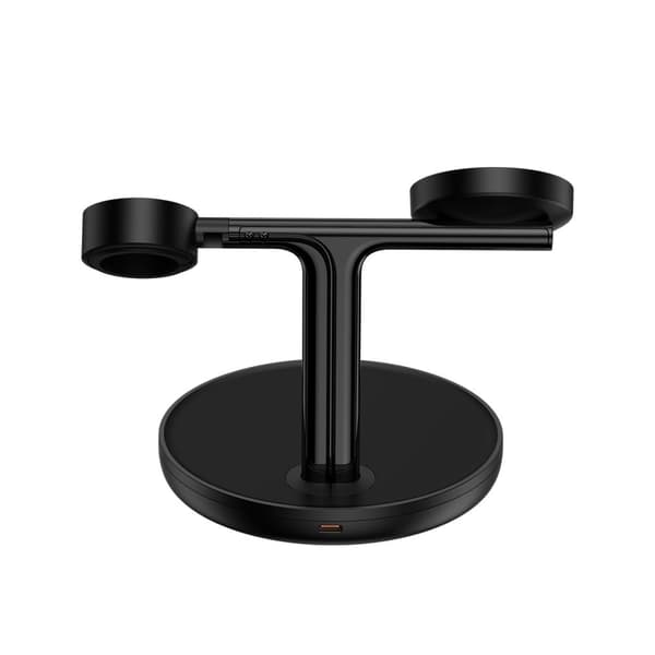 3-i-1-stativ induktiv lader for iPhone Apple Watch AirPods + USB-C-kabel 1m svart