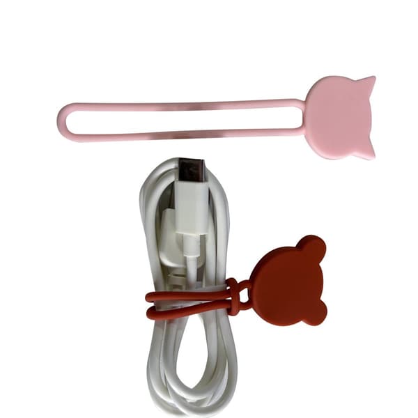Silikone kabelbeholder, pink ledning