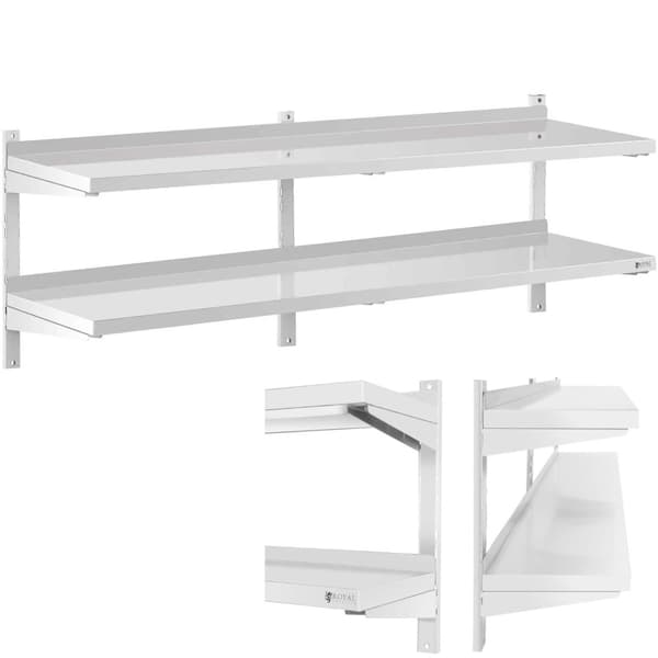 Kaksinkertainen säädettävä riippuva catering seinähylly, TERÄS 180 x 40 cm