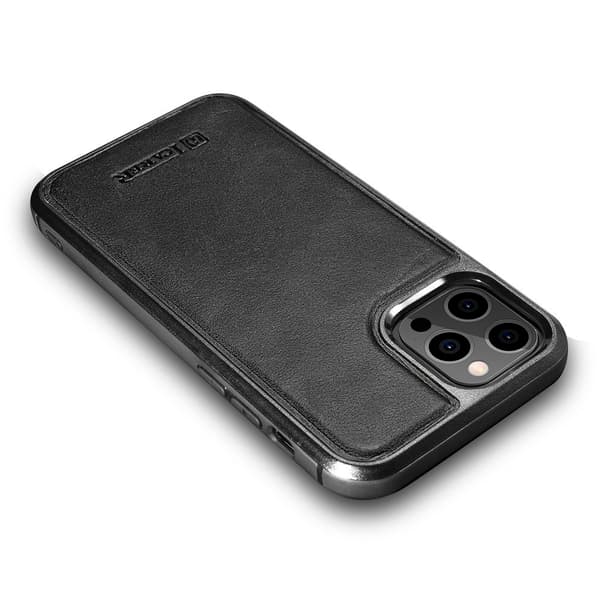 Cover betrukket med naturligt læder til iPhone 12 Pro Max Læderolievoks sort