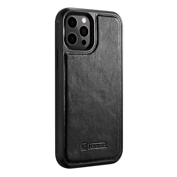 Cover betrukket med naturligt læder til iPhone 12 Pro Max Læderolievoks sort