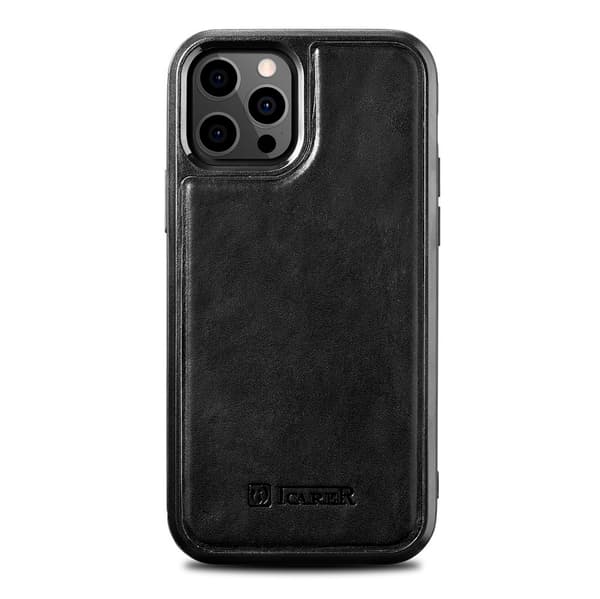 Cover betrukket med naturligt læder til iPhone 12 Pro Max Læderolievoks sort
