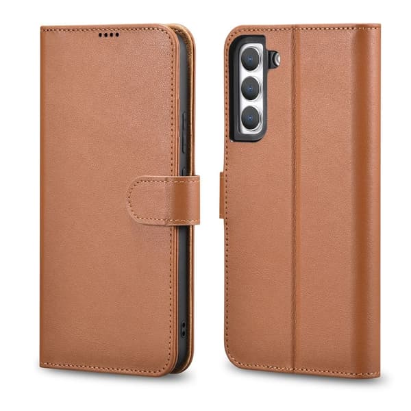 Nahkainen lompakkokotelo Galaxy S22+ Brownille