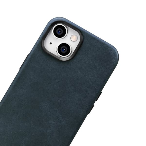 iPhone 14 Plus magnetisk læderetui med MagSafe Oil Wax Premium læderetui marineblå