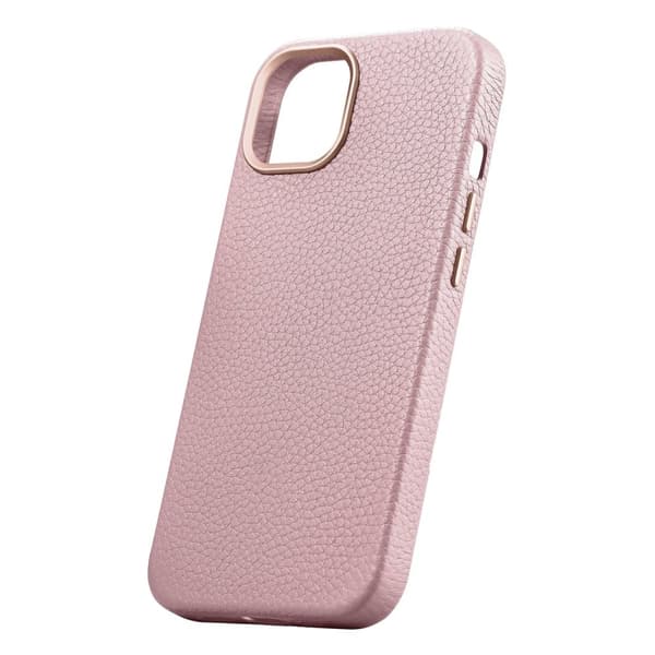 iPhone 14 Plus magnetisk læderetui med MagSafe Litchi Premium læderetui pink